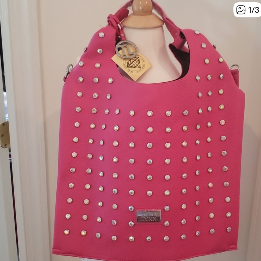 Traci Lynn Fuchsia Studded Handbag